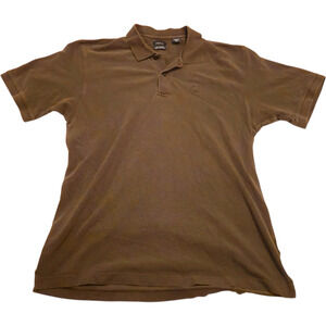 Y2K IZOD Silk Wash Polo Shirt XL Brown Cotton Golf Top Early 2000s Preppy